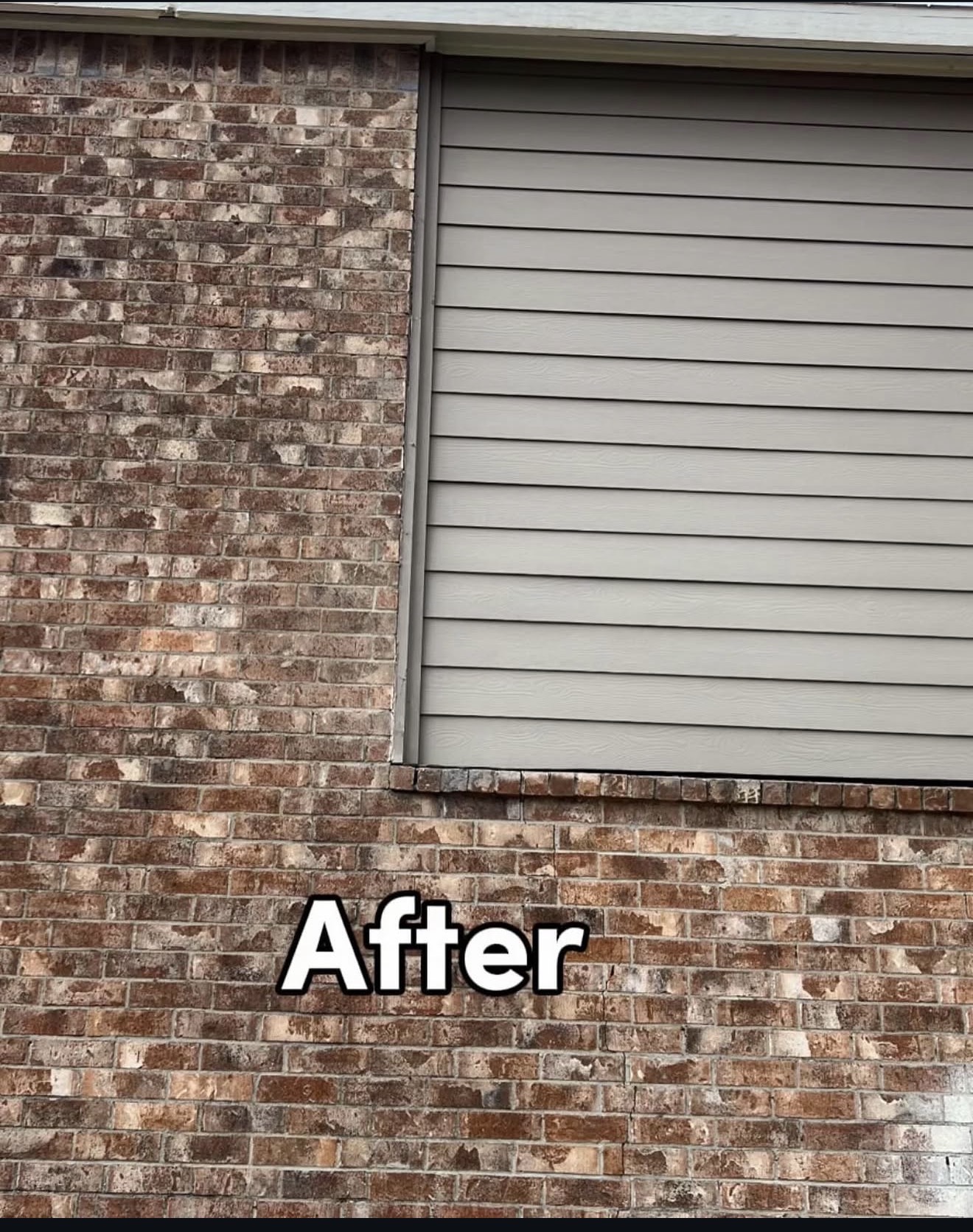 Same brick wall after foundation repair with the crack closed