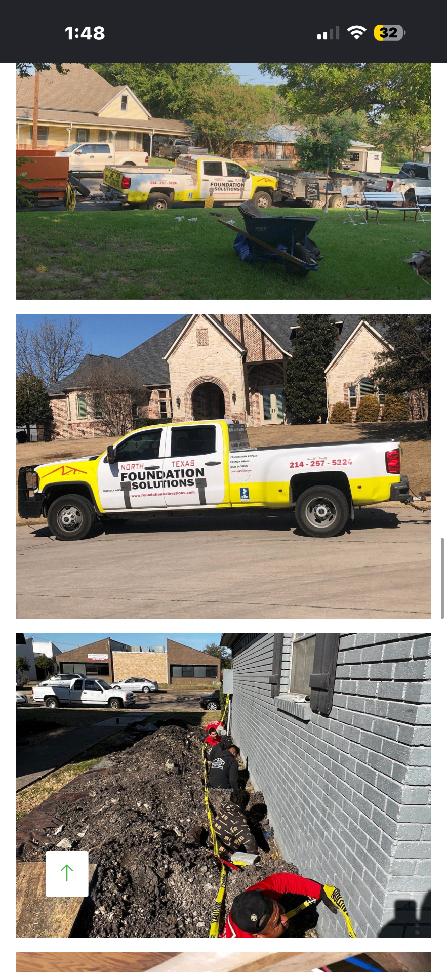NTX Foundation Solutions trucks and equipment on a real DFW job site